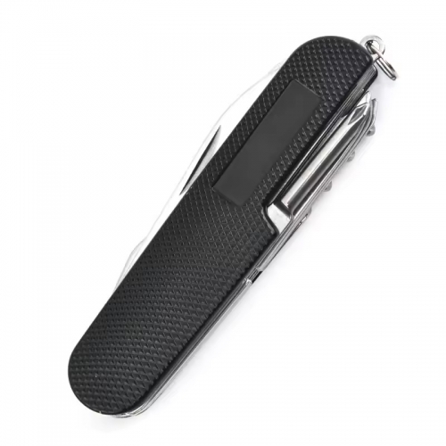 Multifunctional pocket knife - stainless steel - black